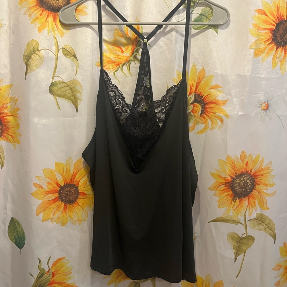 Elegant Black Lace Trim Women's Top